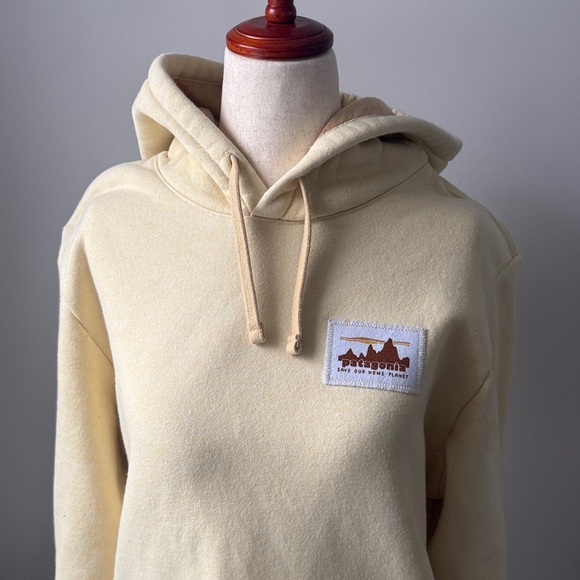 Patagonia Light Yellow Hoodie Uprisal Hoody Unisex Sweatshirt Size Large - Picture 3 of 5